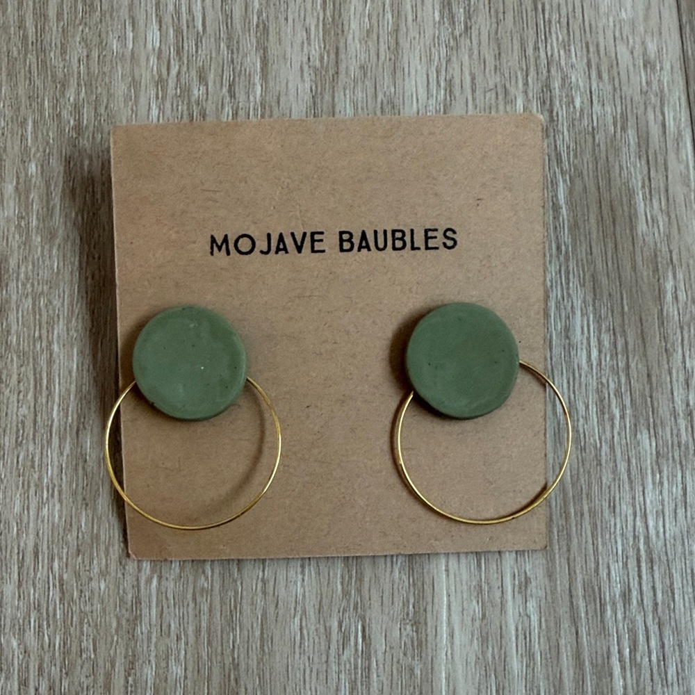 Olive and Gold Hoop Earrings